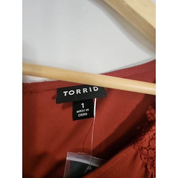 Torrid Mini Challis Tiered Dress Peasant Lace Insert Women 1X 14-16 NWT - Picture 2 of 11
